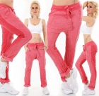 Preview: Baggy-Leinenhose mit aufgesetzter Knopfleiste - coralrot