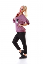 Preview: Under-/Over Strickpullover mit Glitzer-Streifen in beere