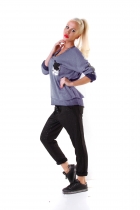 Preview: Under-/Over Strickpullover mit Glitzer-Streifen in blau