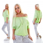 Preview: Süsses Feinstrick-Shirt mit Spitzen-Verzierung - maigrün