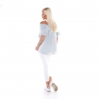 Preview: Luftig leichtes Carmen-Shirt mit Binebändchen - stone