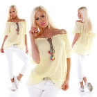 Preview: Luftig leichtes Carmen-Shirt mit Binebändchen - yellow sun