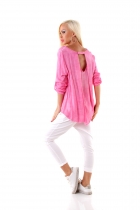 Preview: Longsleeve mit sexy Rücken-Ausschnitt- pink