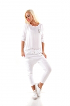 Preview: Longsleeve mit sexy Rücken-Ausschnitt- weiß