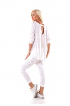 Preview: Longsleeve mit sexy Rücken-Ausschnitt- weiß