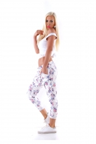 Preview: Ausgefallene Baggy-Hose mit Zierknopfleiste - blau/pink