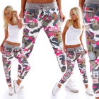 Preview: Moderne Freizeithose mit bunten Patches - pink