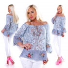 Preview: Schöne Tunika mit weiten Carmen-Ausschnitt - blau