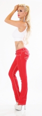 Preview: Stretch-Jeans mit Flap Pokets und Kontrastnähten in rot