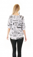 Preview: Croped Sweatpullover mit witzigen Schriftzügen in grau