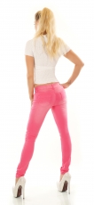 Preview: Sexy Skinny- Hüftjeans mit süssen Zier-Zippern - pink