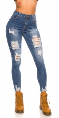 Sexy Skinny-Jeans im modischen destroyed Look - blue washed