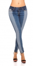 Preview: Skinny Jeans im modischen Bi-Color Design - blue washed