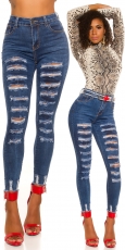 Sexy Skinny-Jeans mit Vintage-Effekten - blue washed
