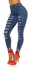 Preview: Sexy Skinny-Jeans mit Vintage-Effekten - blue washed