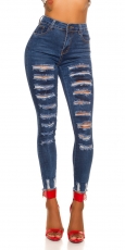 Preview: Sexy Skinny-Jeans mit Vintage-Effekten - blue washed