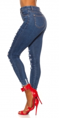 Preview: Sexy Skinny-Jeans mit Vintage-Effekten - blue washed