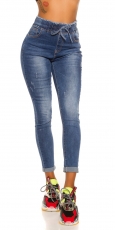 Preview: Jeans mit Elastikbund und Bindebändchen - smart washed