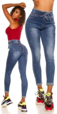Jeans mit Elastikbund und Bindebändchen - smart washed