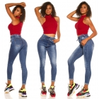 Preview: Jeans mit Elastikbund und Bindebändchen - smart washed