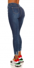 Preview: Skinny Jeans im modischen Used-Look - blue washed