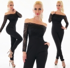 Preview: Strickkleid mit Rüschenkragen und Perlen-Applikationen in schwarz