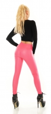Preview: Modische Thermo-Leggings im sexy Wetlook - pink
