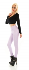 Preview: Modische Thermo-Leggings im sexy Wetlook - flieder