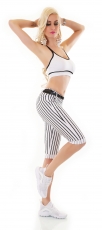 Preview: Caprihose mit modischen Nadelstreifen-Muster in weiß