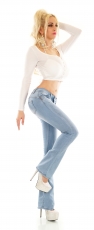 Preview: Middle Waist Bootcut-Jeans in heller Waschung - ice blue