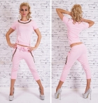 Preview: 2-teiliger Capri-Jogging Anzug mit Ketten-Verzierung - lachs