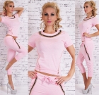 Preview: 2-teiliger Capri-Jogging Anzug mit Ketten-Verzierung - lachs