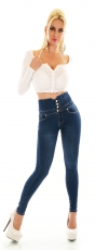Preview: Figurbetonte High Waist Push Up Jeans im Corsage Look - dark blue