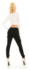 Preview: Modische High Waist Jeans im Cargo Design - schwarz