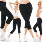 Preview: Capri- Stretch-Jeans im modischen Used-Look - schwarz