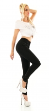 Preview: Figurbetonte High Waist Jeans im Corsage Look - schwarz
