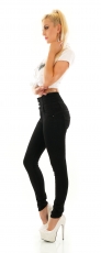 Preview: Figurbetonte High Waist Jeans im Corsage Look - schwarz