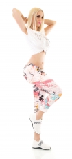 Preview: Freizeithose mit modischem Print in pink/weiß