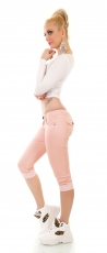 Preview: Capri-Jeans im Flap Pokets Style mit Kontrastnähten in rosa