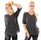 Preview: Leicht transparentes Langarm-Shirt im Leo-Look - anthrazit