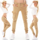 Preview: Boyfriend-Jeans im Cargo-Design mit Pattentaschen in sand