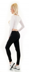 Preview: High Waist Skinny Jeans im Used-Look mit Schrift-Prints - schwarz