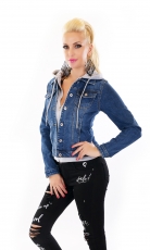 Preview: Freche Jeansjacke im modischen 2in1 Look - blau / grau