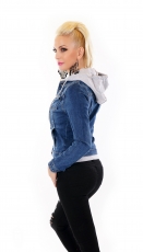 Preview: Freche Jeansjacke im modischen 2in1 Look - blau / grau