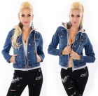Preview: Freche Jeansjacke im modischen 2in1 Look - blau / grau