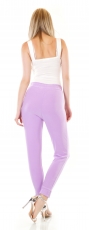 Preview: Modische  Stoffhose mit elastischen Beinabschlüssen in violett