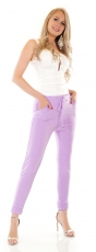 Preview: Modische  Stoffhose mit elastischen Beinabschlüssen in violett