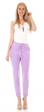 Preview: Modische  Stoffhose mit elastischen Beinabschlüssen in violett