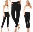 Preview: Modische  Stoffhose mit elastischen Beinabschlüssen in schwarz