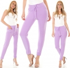 Preview: Modische  Stoffhose mit elastischen Beinabschlüssen in violett